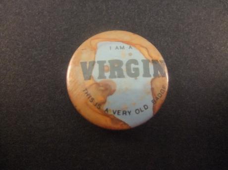 I Am a virgin this is a very old badge bruin, blauw